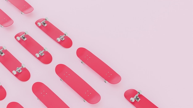 skateboard op roze achtergrond