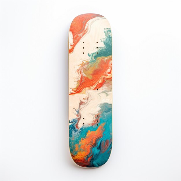 Photo a skateboard with a colorful design on the bottoma skateboard with a colorful design on the bottom