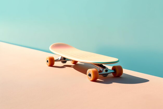 Photo a skateboard with orange wheels