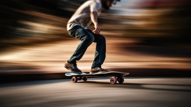 Skateboarder motion blur speed