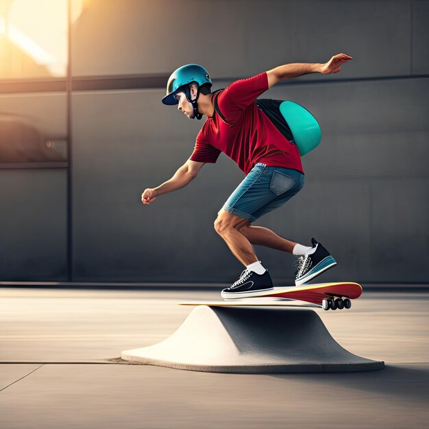 Skateboarder op de betonnen grond