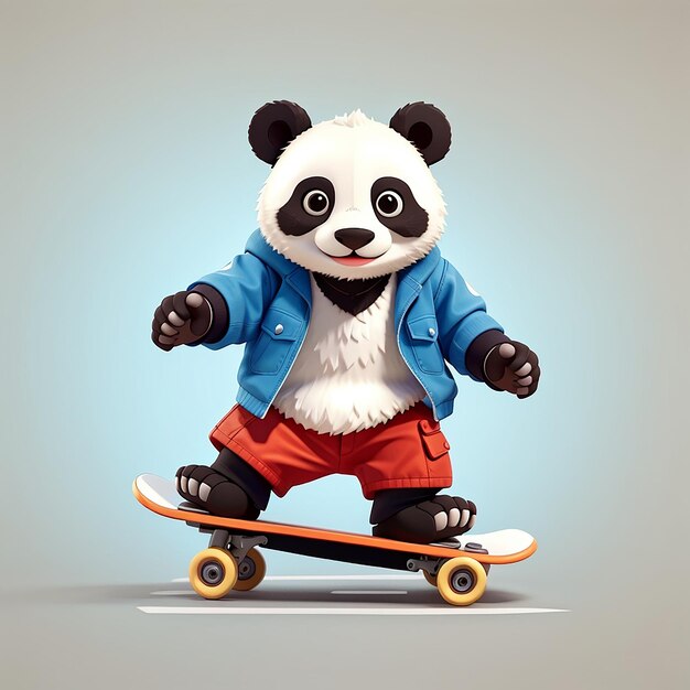 Skateboarding Panda Cartoon Illustration