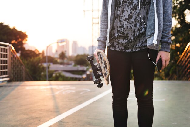 Skater girl out in the city