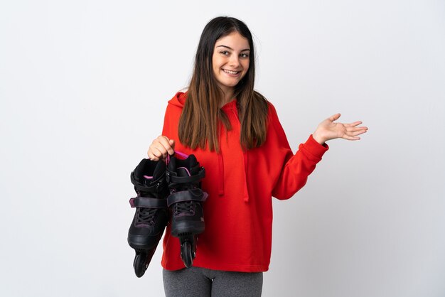 Skater vrouw in studio