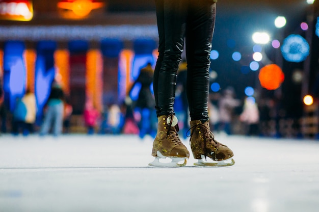 Skating on ice rink 