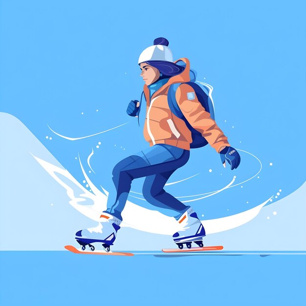 Skating ice skating illustration design in snowy winter season adventure extreme sports