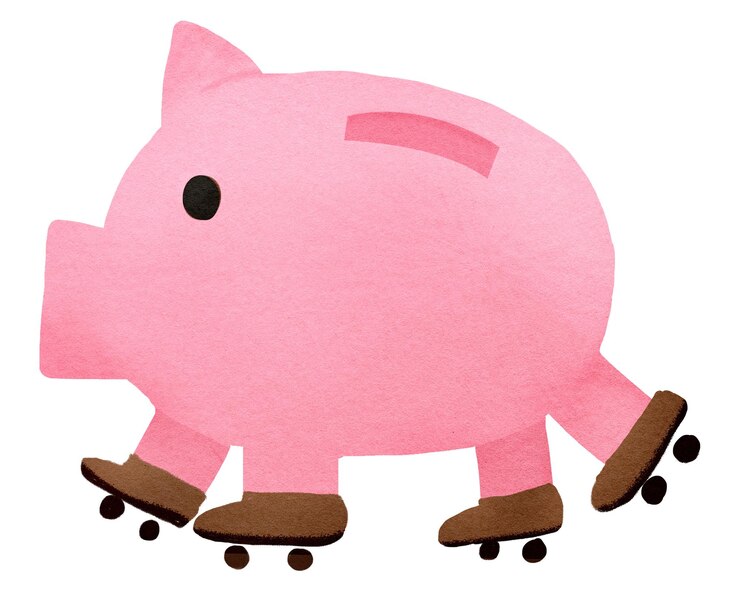 Foto skating spaarvarken png sticker doorzichtige achtergrond