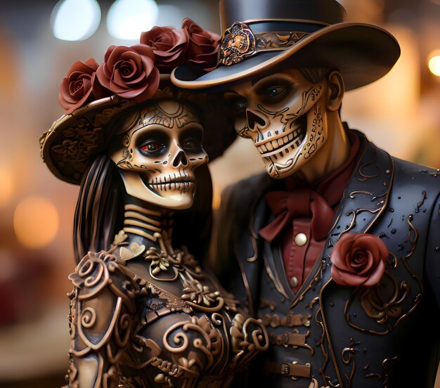 Skeletal Couple in Halloween Theme