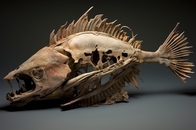 Skeletal remains of a prehistoric fish created with generative ai