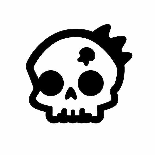 Фото Скелетная простота икона черного черепа чистая и поразительная на белом фоне в ultra hd 8k