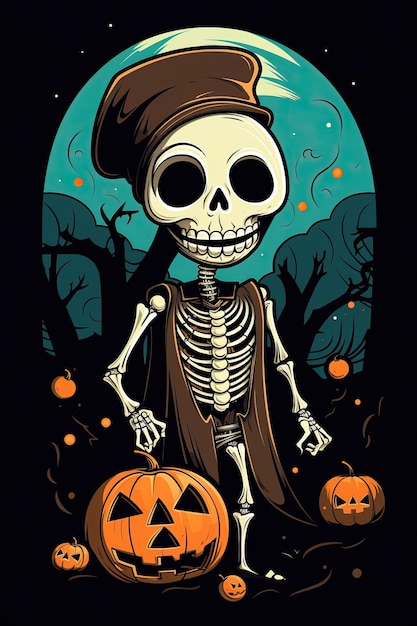 skeleton cartoon skull halloween graphic