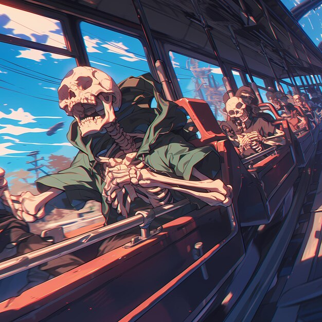 Skeleton City Bus Ride Animated Adventure Awaits