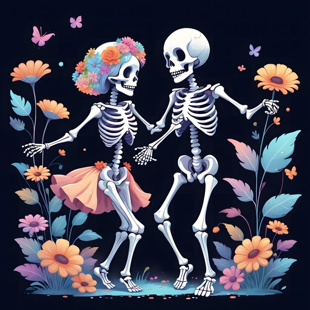 Skeleton Couple Clipart