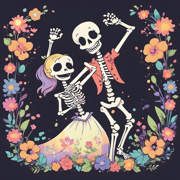 Skeleton couple dancing