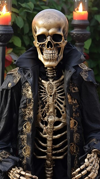 Skeleton at the Halloween parade in London England UK