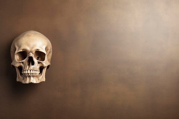 Skeleton head background and copy space