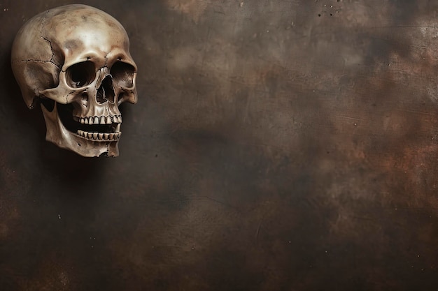 Skeleton head background and copy space