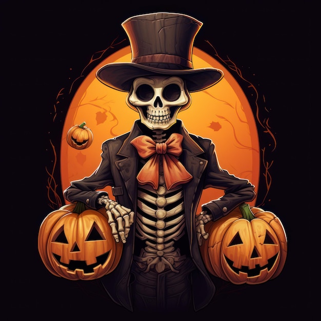 Premium AI Image | Skeleton Icon for Halloween