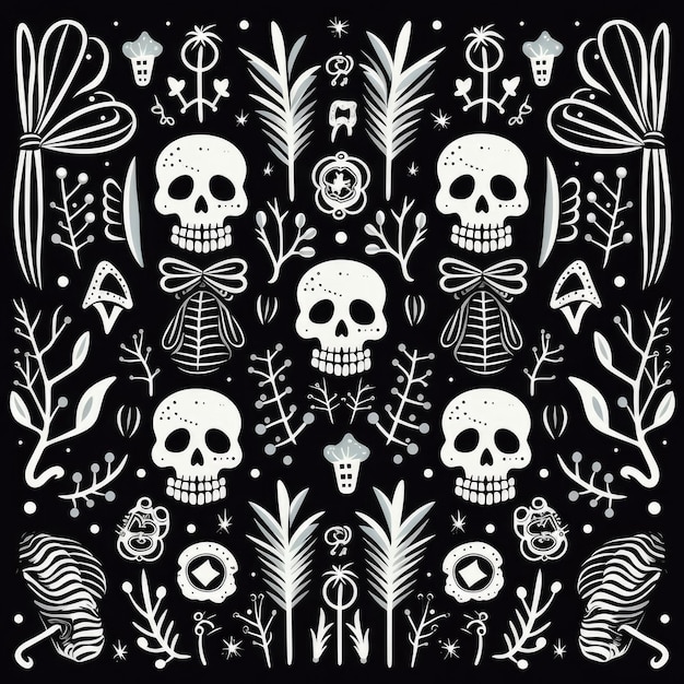 Photo skeleton illustration pattern tile vector image
