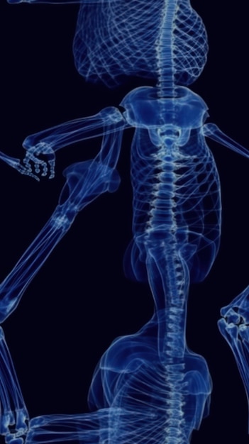 A skeleton is shown in blue with the word skeleton on it.