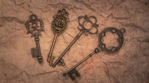 Photo skeleton keys on rough paper