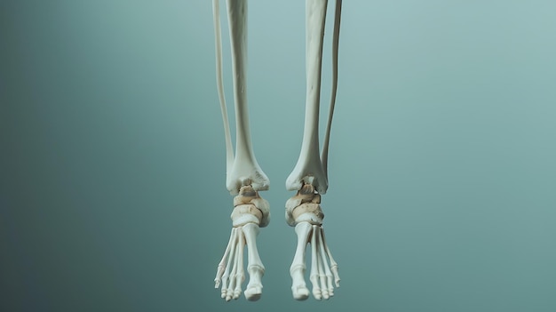 Photo a skeleton of a leg with a bone on it