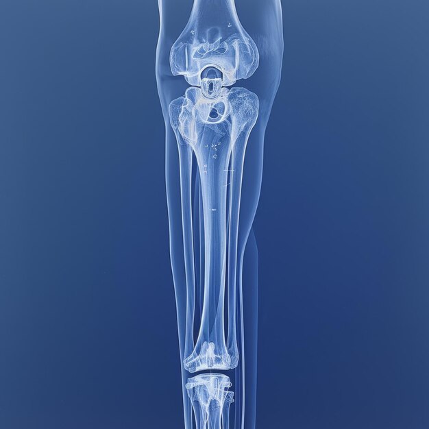 Photo a skeleton leg with a knee joint missing