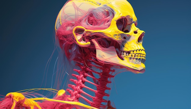 skeleton mother risograph magenta cyan yellow gradient