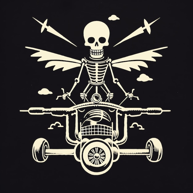 Photo a skeleton on a motorcycle