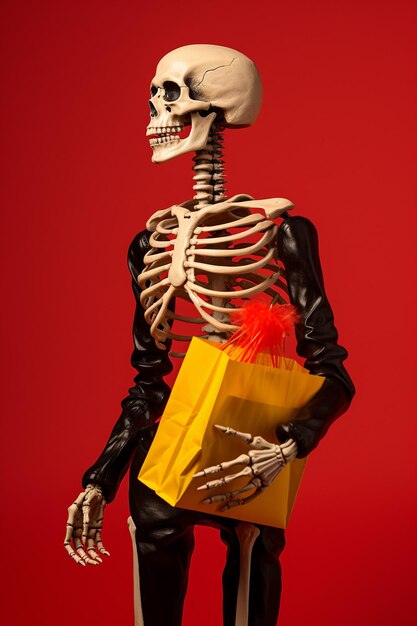 Photo skeleton shopping on sale black friday shopping bag cart