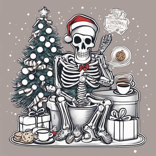 A skeleton ware santa hat