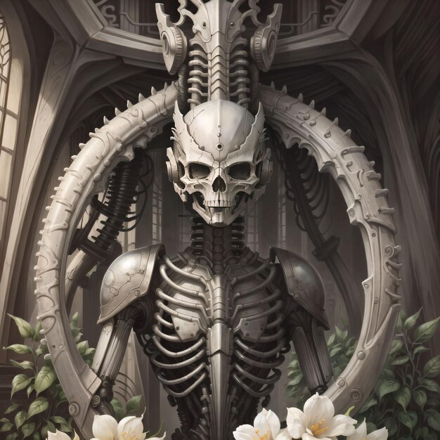 Skeleton with armor and flowers