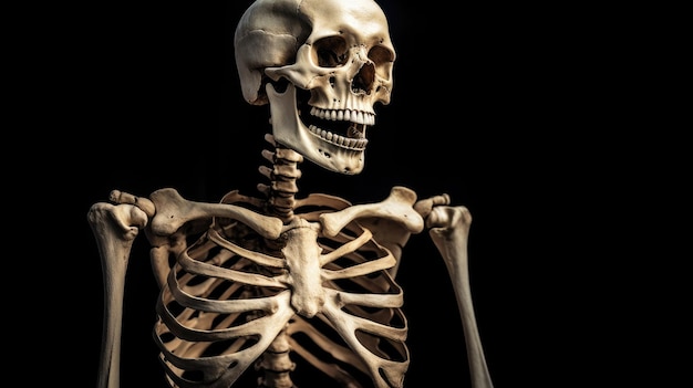 A skeleton with a black background and the word skeleton on it