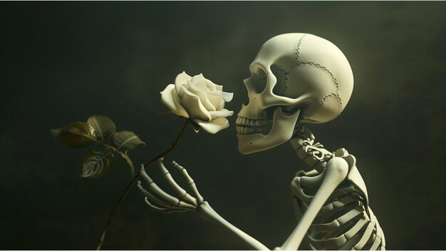 skeleton with flower