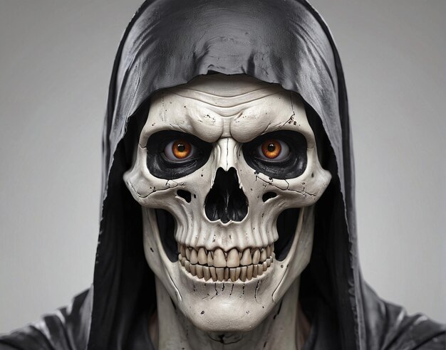 a skeleton with a hood and a hood on