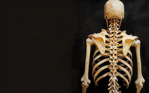 Photo a skeleton with a lower jaw and lower back leg