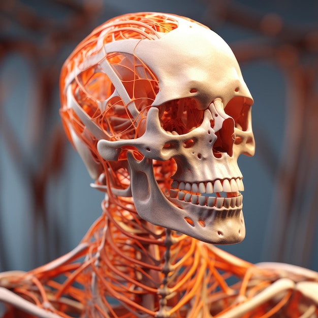 a skeleton with many wires around it