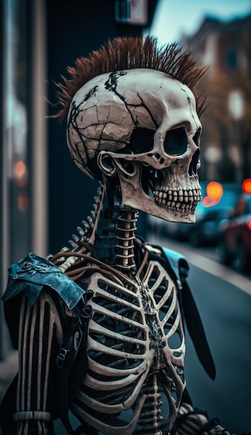 A skeleton with a skull on it