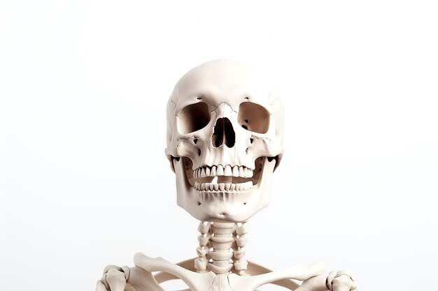 a skeleton with a white background