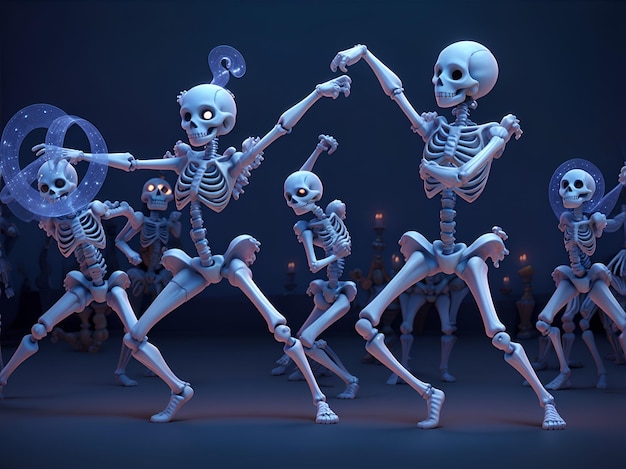 Photo skeletons dance ai generated