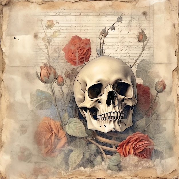 Skeletons oud papier vintage digitaal papier