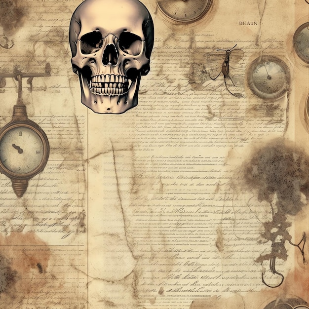 Skeletons oud papier vintage digitaal papier