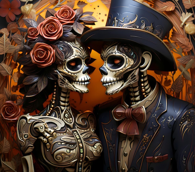 Skeletpaar in Halloween thema