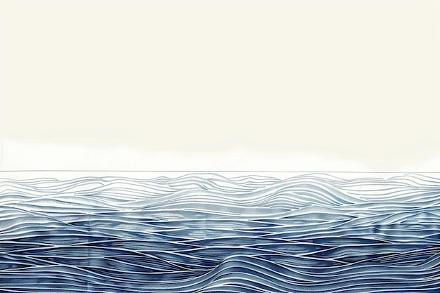 Фото Нарисуйте спокойный морской пейзаж с горизонтальными линиями p generative ai