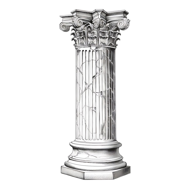 Photo sketch black and white detailed drawing of classic greek column stagreek gate hand drawn