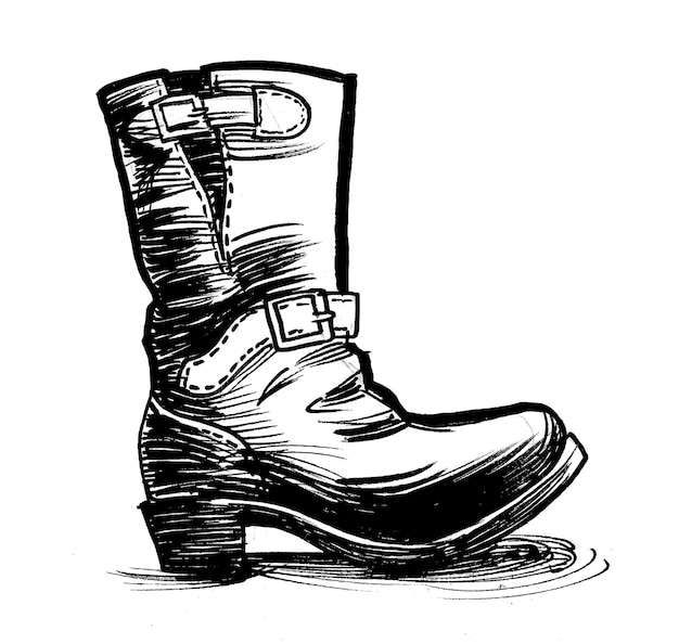 Photo a sketch of a boot with the word boots on it