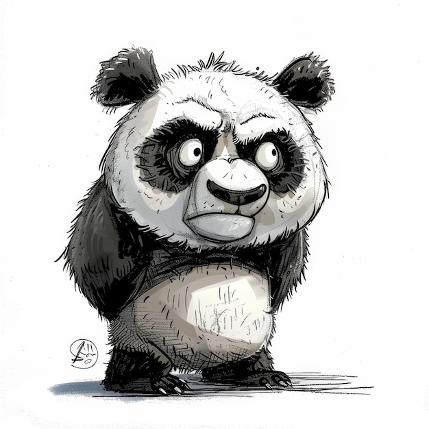 A sketch of Cartoon Panda Lagoon