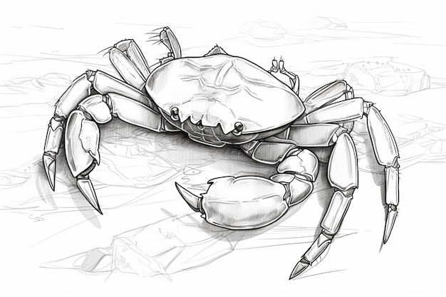 Photo a sketch of a crab with a star on the top.