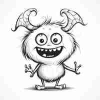 Photo sketch of cute scribble monster or doodle fantasy alien hand drawn sketched character
