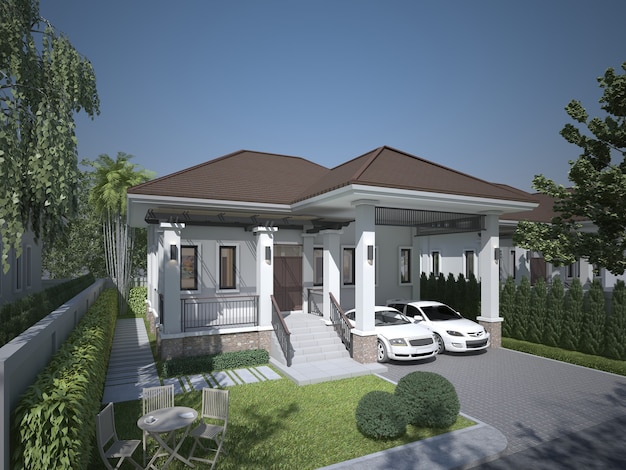 Sketch design of house 3d rendering